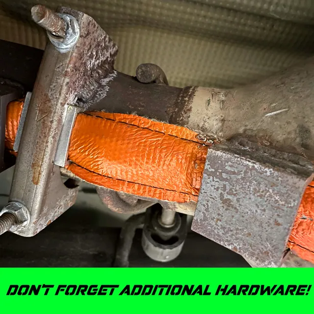 Catstrap hardened steel bands and cables for catalytic converter protection
